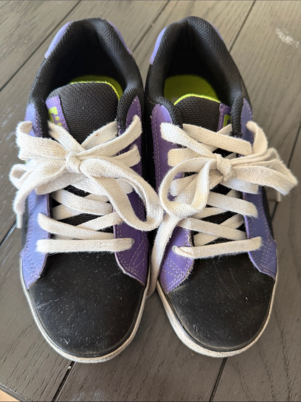 DC womens Purple and Black Lace-Up Sneakers with White Laces